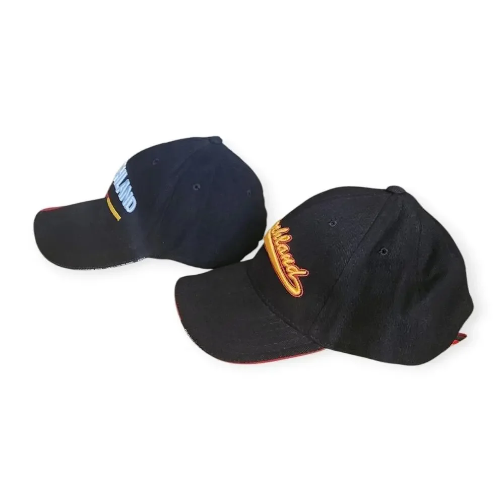 Pair of Deutschland Germany Black Embroidered Baseball Soccer Cap Hat Lid NEW - Picture 3 of 8